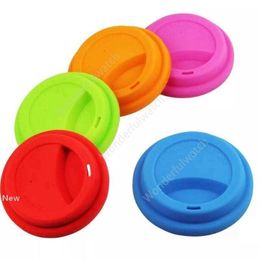 Silicone Cup Lids 9cm Anti Dust Spill Proof Food Grade Silicone Cup Lid Coffee Mug Milk Tea Cups Cover Seal Lids DHW39