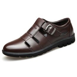 2021 Summer Shoes Men Leather Sandals Man Business Shoes Cow Leather Casual Shoes Men Sandals Black Brown A1251