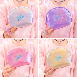 Laser shell makeup bag lovely girl ins mini bag Embroidery Wallet cute purses and handbags for women