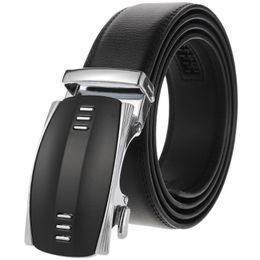 Belts High Quality Men Belt Leather Automatic Buckle Male Fashion Jeans Chain Stretch Solid Luxury Bland Black FG3162-4