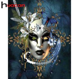 Huacan Full Square/Round Diamond Painting Mosaic Portrait 5D DIY Embroidery Art Kits Woman Mask Decorations Home