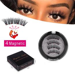 4 Magnets 3D Magnetic Eyelashes Magnet Lash Applicator Natural Eye Lashes Extension Tweezer Eyelash Curler