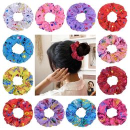 Fashions 12 Colours New INS Girls Laser Floral Scrunchies Elastic Hairbands Big Ponytail Holder Hair Bands Women Hair Accessories