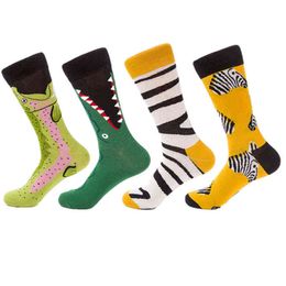 Socks Women Crew Combed Cotton Warm Funny Happy Socks Unisex Flamingo Crocodile Zebra Animal Pattern Long Thermal Socks Female Y1119