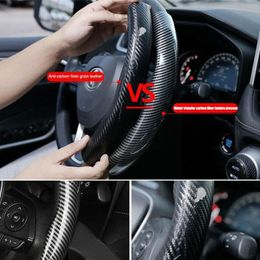 Steering Wheel Covers Carbon Fiber Look ABS Car Cover Non-slip Sports Absorbing Sweat Wear-resistant Fash E0G2
