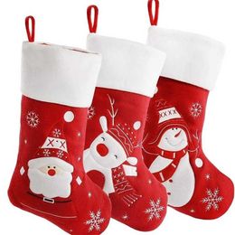 3pcs Christmas Stockings Red Gift Bags 211019