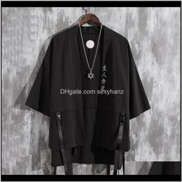 Ethnic Clothing Apparel Drop Delivery 2021 Black Harakuju Yukata Cardigan Asian Streetwear Kimono Pants Japanese Robe Samurai Costume Kimonos