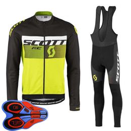 Spring/Autum SCOTT Team Mens cycling Jersey Set Long Sleeve Shirts Bib Pants Suit mtb Bike Outfits Racing Bicycle Uniform Outdoor Sports Wear Ropa Ciclismo S21042041