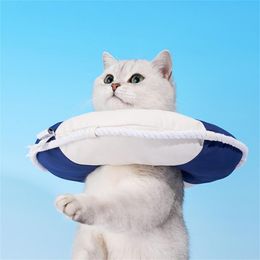 Cat Collars & Leads Pet Headgear Collar E-Collar Recovery Cone Adjustable Cotton Blends Neck Recover Dog Printed Protection