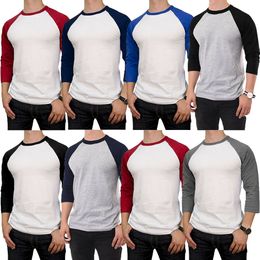 Mens 100% Cotton 3/4 Sleeve T-Shirts Baseball Jersey Raglan Team Tee S M L XL