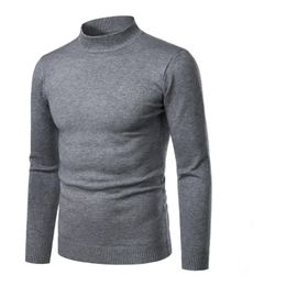 Men's Sweaters Autumn Fashion Sweater Half Turtleneck Solid Color Casual Men Slim Fit Mock Neck Top Brand Knitted Pullovers