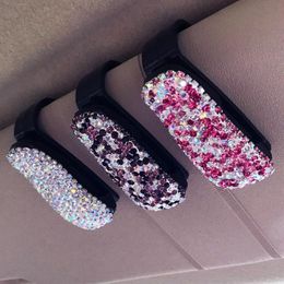 Fashion Sunglasses Frames Rhinestone Decoration Glasses Clip Sun Visor Bracket Portable Eyeglasses Holder Car Interior Supplies