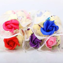 Single Bear Soap Flower Bear Simulation Artificial Flower Rose Single Rose For Valentines Day Party Single Bouquet Decorative CCD12736