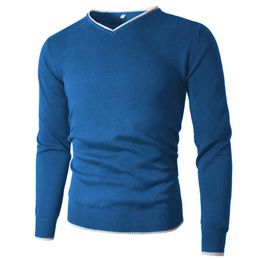 Sweater Men V-Neck Pullover Mens Sweaters Jersey Jumper Autumn Winter 4XL Knitwear Male Fitted Pullovers Plain Style Solid Black Y0907