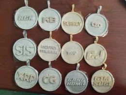 Iced out Customised name logo pendant Round Classic Zircon hiphop personality Bling Jewellery