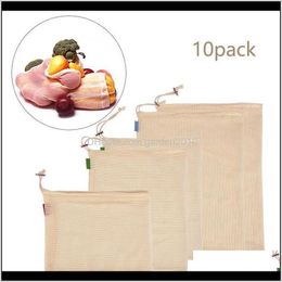 10 Pack Reusable Produce Bags Organic Cotton Mesh For Fruit Vegetable Grocery Shopping And Storage S M L Sga06 Arhcj