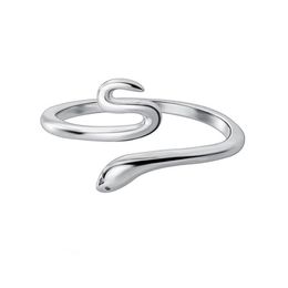 Lovely Snake Shape Open Adjustable Finger Ring for Women Simple Rings Fine Jewellery Girl Gift