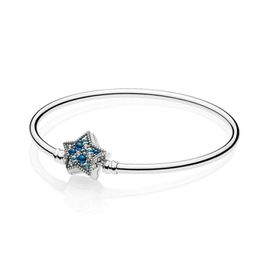 NEW 2021 100% 925 Sterling Silver Blue Stars Bracelet Fit DIY Original Fshion Jewelry Gift