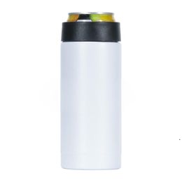 new 12oz Sublimation Can Tumblers Cooler 335ml DIY Heat Transfer Slim Straight Cup Insulator Stainless Steel Double Wall Beverage Cold Keepe