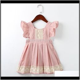 Brand Princess Girl Clothing Stitching Lace Fly Sleeve Light Pink Dress For 26 Year Agtvv Girls J0Mef