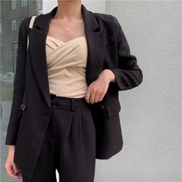 Elegance Striped Formal Chic Women Streetwear OL Casual Blazers+Straight High Quality Slim Pants Suits 2 Piece Sets 210421