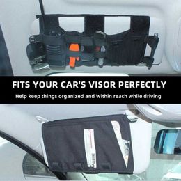 Nylon Car Sun Visor Organizer Multi-functional Waterproof High Elasticity Durable Sunshade Storage Bag Pouch