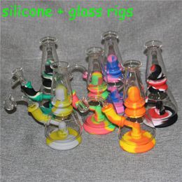 7.5''Silicone Water Pipe Hookahs Mini Silicone Beaker Bong unbreakable Oil Rig with bowl quartz banger nails glass smoking pipes