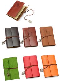 Refillable Leather Notepads Travel Journal Diary Notebook Loose Leaf Vintage Planner with Blank Unlined Paper KDJK2112