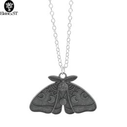 Pendant Necklaces Wholesale 10 Pcs Gothic Moth Necklace Vintage Witch Skull Moon Unique Feminine Jewellery Trend 2021