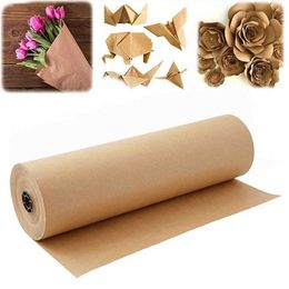 30 Metres Brown Kraft Wrapping Paper Roll Recycled Paper For Gift Crafts Painting Birthday Party Wedding Packaging Decoration Y0712