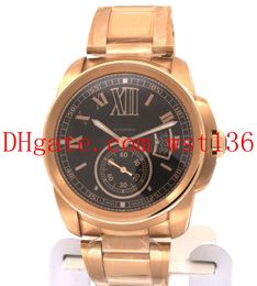 Calibre De Men's Watch W7100040 18k Pink Gold Automatic Mechanical Black Dial Mens Watches Wristwatches