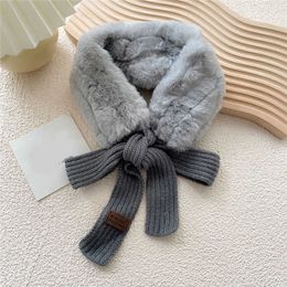 New Fashion Soft Women Faux Rabbit Fur Collar Scarf Plush Collar Neck Warmer Winter Foulard Femme Skinny Silk Shawl Wrap H0923