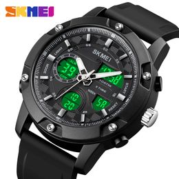 SKMEI Japan Digital Movement Military 100M Waterproof Stopwatch Clock 3 Time Analogue Display Men Sport Watches Relogio Masculino X0524