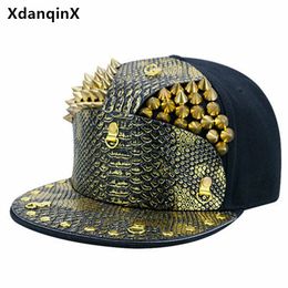 XdanqinX Punk Style Armour Personality Hip Hop Caps For Men Women Novelty Flat Brim Hat Multi-style Nightclub Bar Performance Ball