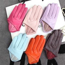 Sunscreen Glove's Single Genuine Leather Half-palm Real Sheepskin Stage Show Driving gloves No Lining 211124