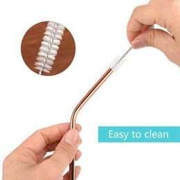 100pcs Drinking Straws 8pcs Stainless Steel Coloured Reusable Includes 2pcs Long Cleaning Brushes