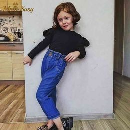 Baby Girl Jean Pants Cotton High Waist Infant Toddler Children Jeans Denim Trousers Long Baby Boys Girls Loose Pant Clothes 210331