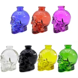 3.4inches H Colourful Skull Shaped Glass Water Smoking Hookah Bubbler Tobacco Pipes