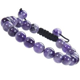 Natural Healing Power Gemstone Jewelry Crystal Bracelets Strands Beads Unisex Adjustable Macrame 8mm281S