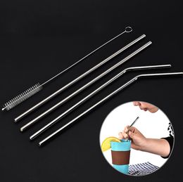 2021 Reusable Stainless Steel Straw 8.5\'\' 9.5\'\' 10.5" Cups Straight Bend Drinking Straws ECO Metal Bar Party Drinks Sucker