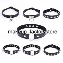 Massage 7Type Fetish Sexy Slave Bondage Neck Collar PU Leather Punk Rivets Necklace BDSM Restraints Sex Erotic Accessory