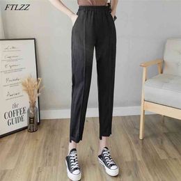 Spring Summer Arrival Office Ladies Solid High Waist Harem Pants Women Casual Loose Ankle-length 210430