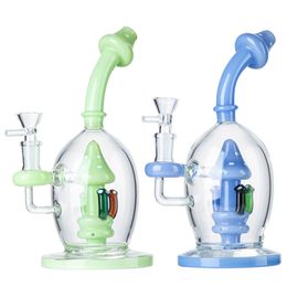 Mushroom Water Bong Heady Glass Bongs 9 Inches Hookahs Rig Ball Style Showerhead Perc Percolator 5mm Thick Green Blue Unique Hookah Oil Rigs Wax Dab Pipes Wholesale