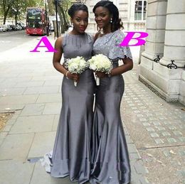 2021 Mermaid Lace Appliques Beaded Long Bridesmaids Dresses Slim Formal Vestidos De Bridesmaid Prom Party Gowns Custom Honour Of Maid Cheap