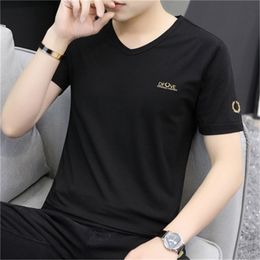 Short-sleeved t-shirt men's summer style pure cotton trendy round neck half-sleeved casual top 210420