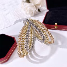 Classic Diamond Letter hollow Dangle Hard Bracelet Stone Luxury Designer Jewellery Bijoux For Lady Famous Wedding Party With Box PS4888