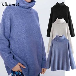 Klkxmyt Turtleneck Sweaters Women Autumn Winter Thick Warm Long Sleeve Knitted Jumpers Loose Casual Female Pullovers Chic Tops 210527