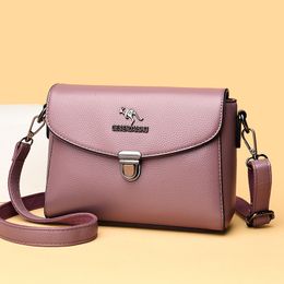Female Pu Leather Shoulder Trend Elegant Solid Color Messenger Small Flap Crossbody Handbags