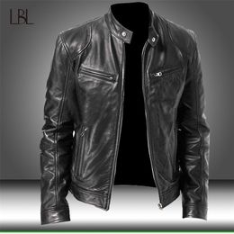 Winter Leather Jacket Men Warm Motorcycle PU Jacket Slim Fit Male Autumn Faux Leather Coat Men's Casual Zipper Warm Windbreaker 211008