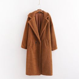 Autumn Winter Women Caramel Teddy Coat Stylish Female Thick Warm Cashmere Jacket Casual Girls Streetwear 210520